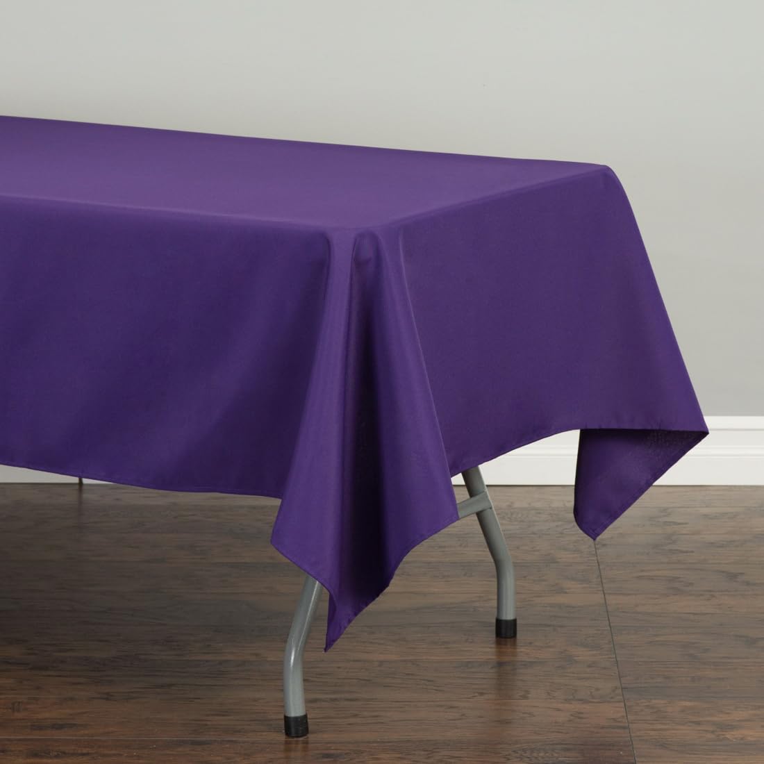 Ltc Linens 2 Pack Purple Rectangular Tablecloths 60 X 102 Inches For 6 Feet Rectangle Banquet Tables With Half-Drop - Stain And