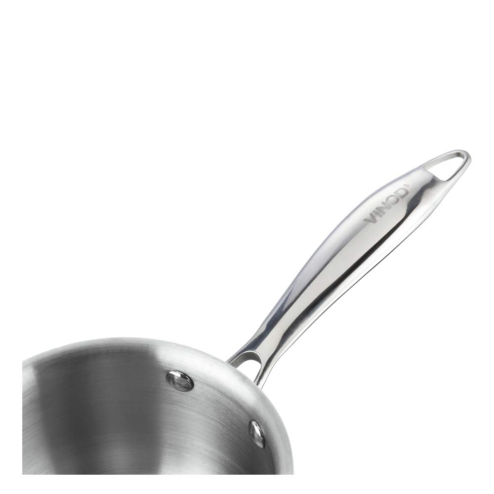 Vinod Platinum Triply Stainless Steel Saucepan With Lid - 1.2 Litres (14 Cm) | 2.5 Mm Thick | Tea, Chai Pan | 5 Year Warranty |