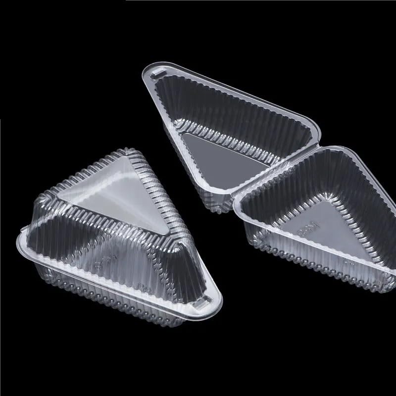25 Cake Slice Containers With Lids | Hinged Medium Disposable Plastic Cake Containers | Clear Cheesecake Container, Individual C