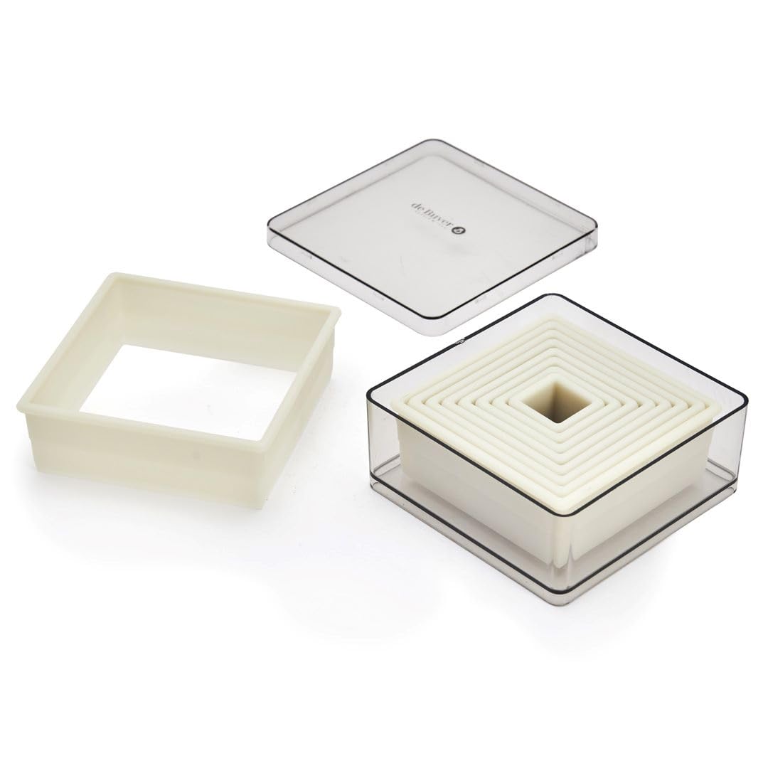De Buyer Square Cutters - 9-Piece Set - Cut & Shape Tarts, Pies & Other Pastries - Dishwasher Safe