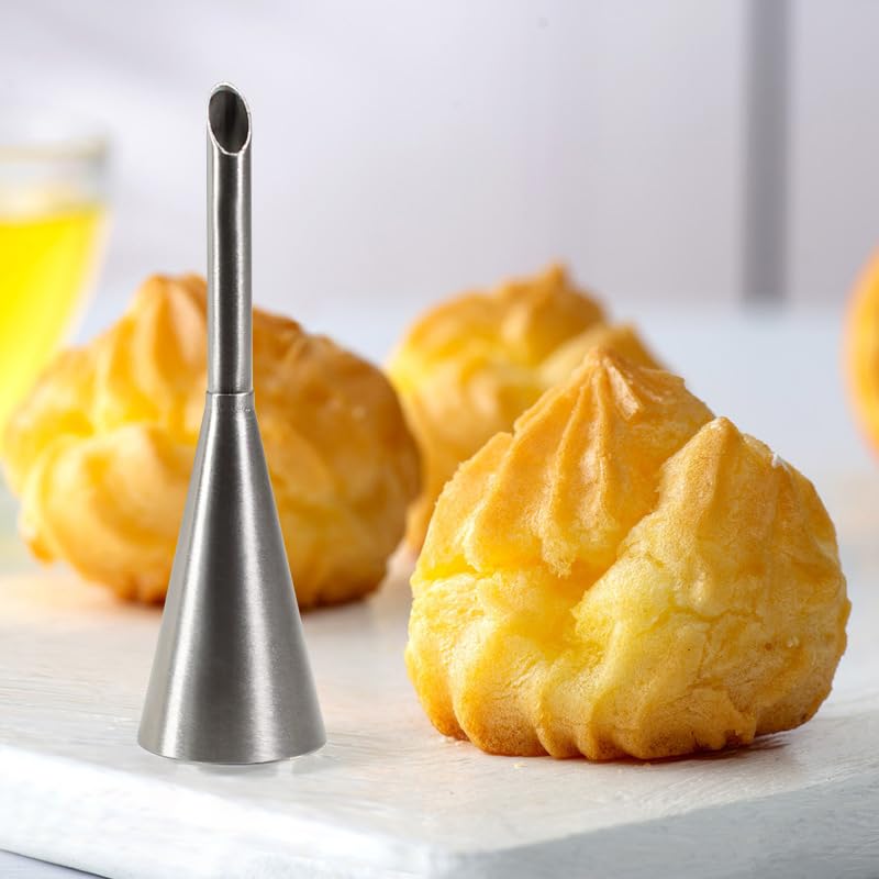 5 Pcs/Set Cream Puff Icing Piping Nozzle Tips, Betterjonny Stainless Steel Long Puff Nozzle Tip Decorating Tools Cake Piping Noz