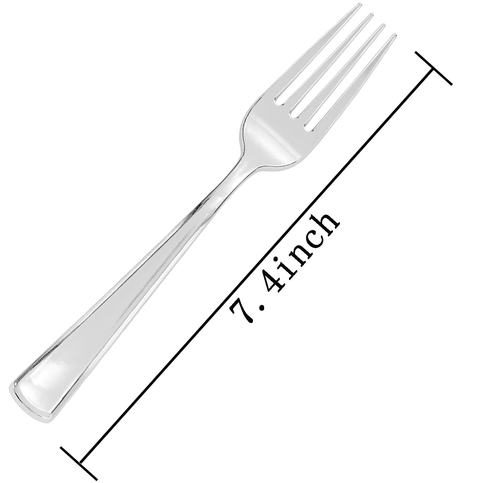 Liacere 200 Pack Silver Plastic Forks - 7.4 Inch Heavy Duty Plastic Forks - Heavyweight Silver Disposable Forks - Silver Plastic
