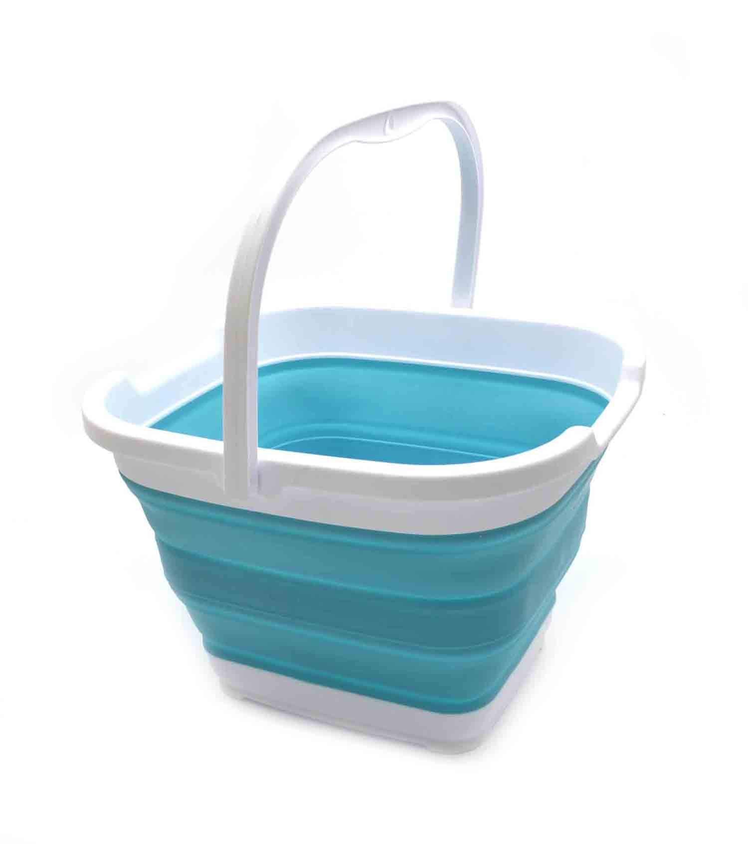 Sammart 10L (2.64 Gallon) Collapsible Rectangular Handy Basket/Bucket (Bright Blue, 1)