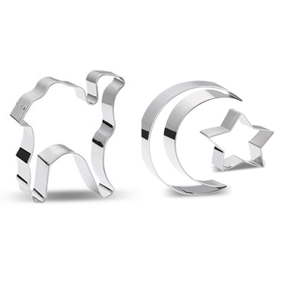 Eokoaiee 3Pcs Camel Moon Star Cookie Cutter Set - Stainless Steel