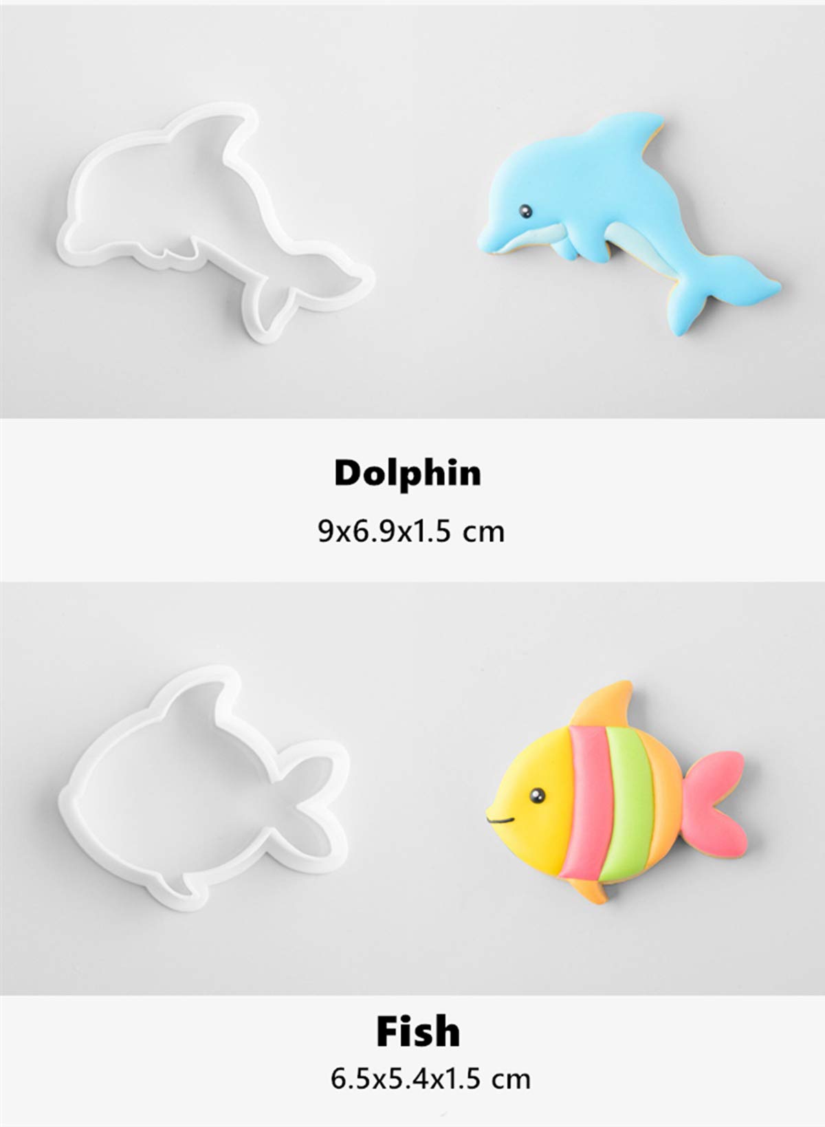 Cookie Cutters 8 Pieces Biscuit Sandwich Cutter Dolphin Whale Octopus Fish Shapes Vegetables Fruits Bread Crust Slicer Kit For K