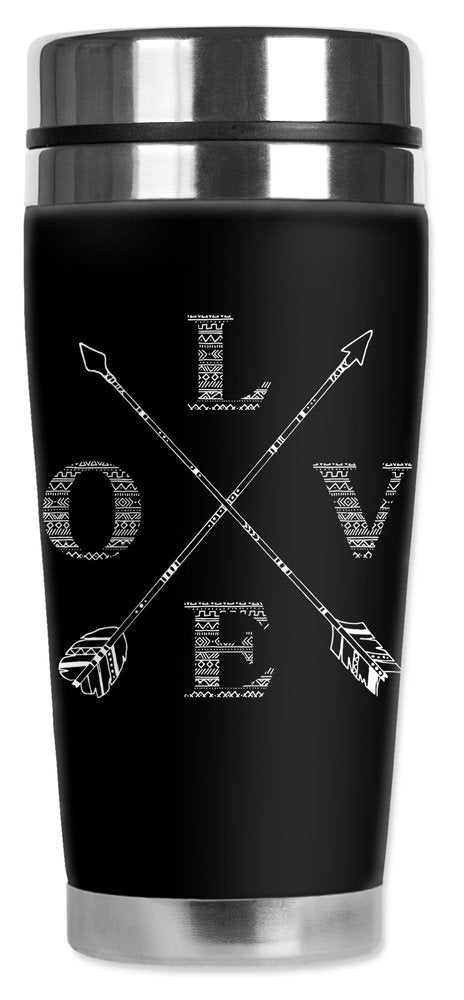 Mugzie Brand 20-Ounce Travel Mug With Insulated Wetsuit Cover - Love Arrows