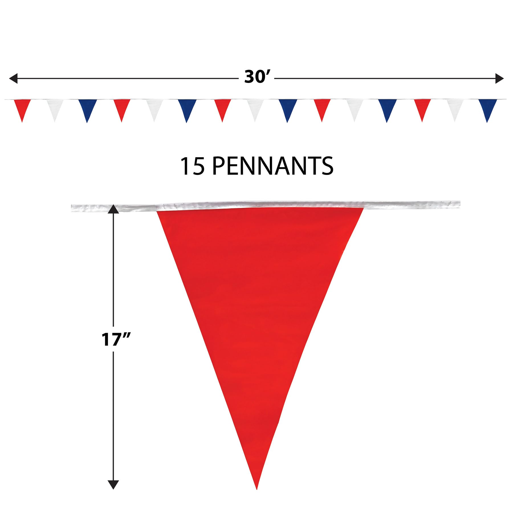 Beistle Red Blue White Outdoor Pennant Banner, 17 By 30-Feet