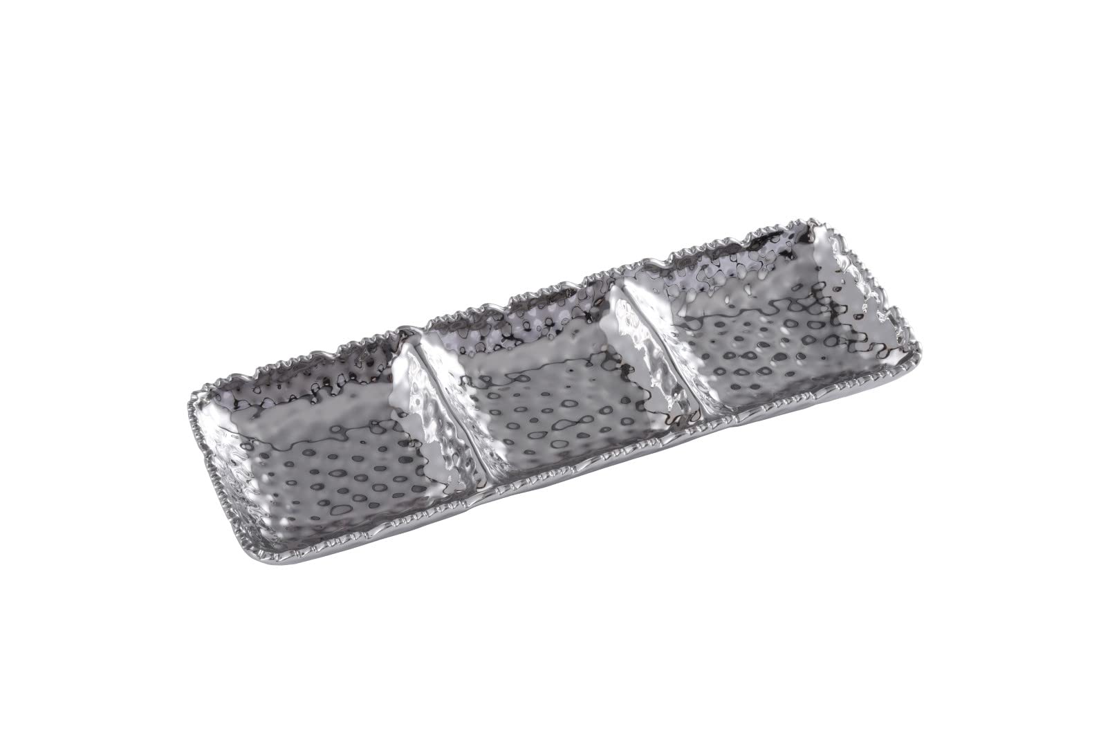 Pampa Bay Millenium Titanium-Plated Porcelain 3-Section Serving Piece, 15.5 X 5.5 X 1.5In