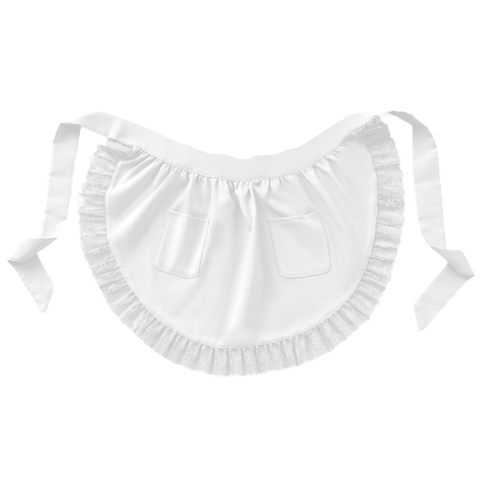 Matwsec Maid Apron White Waist Apron With 2 Pockets