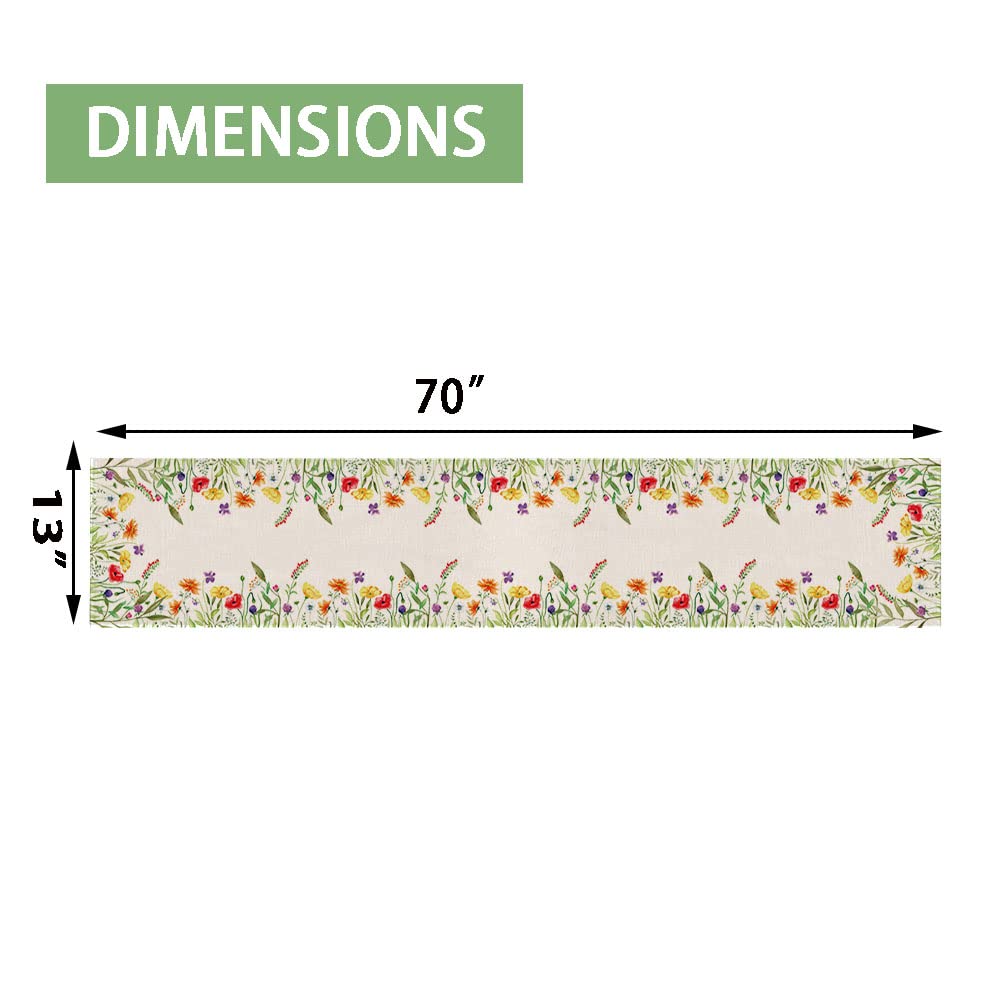 Spring Floral Wreath Table Runner, Seasonal Summer Flowers Holiday Tablecloth Kitchen Dining Table Decoration For Home Party D