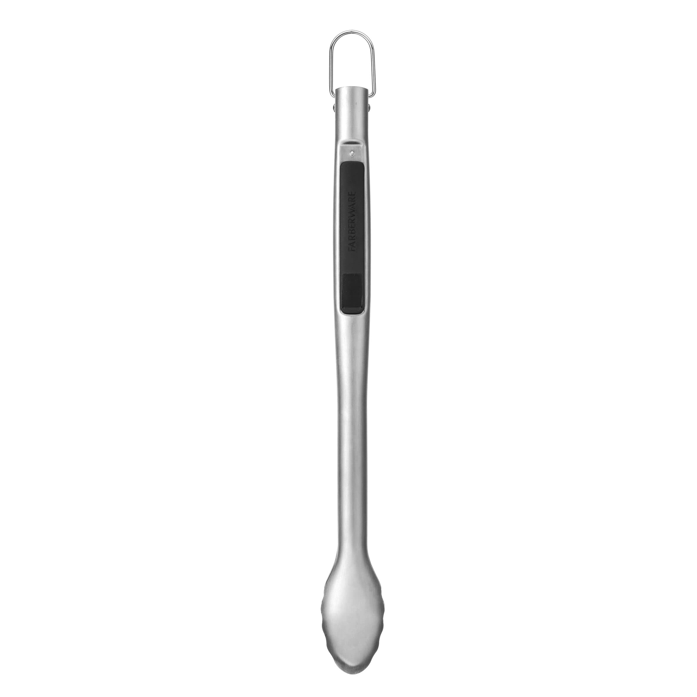 Farberware Barbeque One Handed Slide Locking Tong With Scalloped Edge, 16 Inch, Stainless Steel
