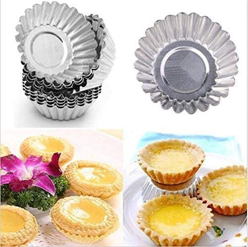 Ebtools 10 Pcs Egg Tart Molds, Mini Tart Pan For Baking, Aluminum Tins Mould For Tart Shells, Pie, Cupcakes, Mini Cake, Pudding,