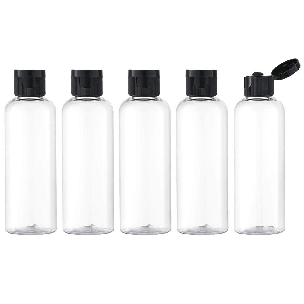 Lisapack 3.4Oz Travel Bottles With Flip Cap (5 Pcs) Empty Transparent Dispenser Container For Travel Size Cosmetics (100Ml, Clea