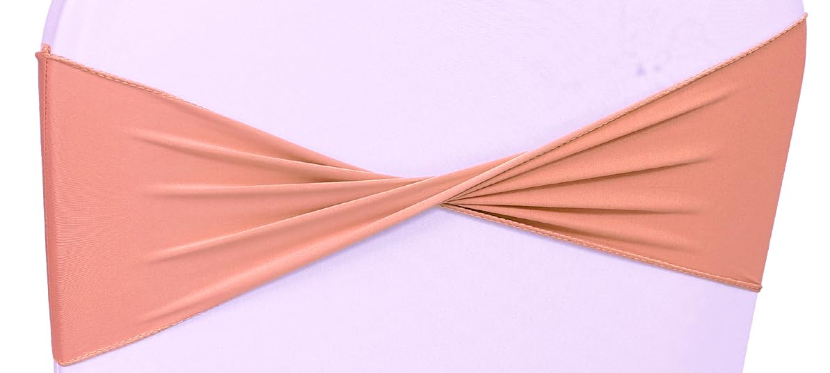 MDS 50 Pack Spandex Chair Sashes Elastic Chair Bands Plain No Buckle - Universal Fit Stretch Bands for Christmas Party, Wedding,