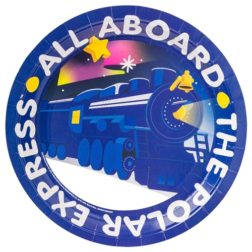 Silver Buffalo The Polar Express All Aboard Christmas Holiday Train 32 Pack Partyware Disposable Paper Plates And Napkins