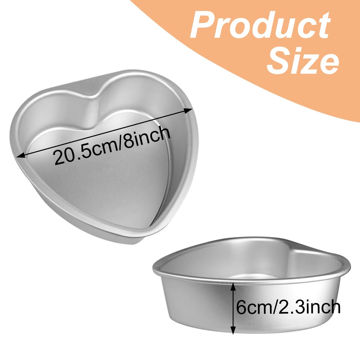 Frigiire Heart Cake Pan 8 Inch Nonstick Heart Shaped Cake Pan Removable Bottom Deep Mold 2 Pieces Aluminum