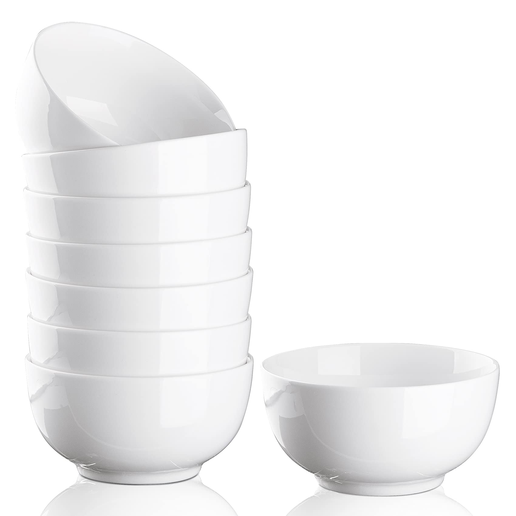 Cibeat 10 Ounce Porcelain Bowls Set 8 Pack Premium White Ceramic Bowls For Cereal, Soup, Salad, Pasta, Prep, Rice, Ice Cream, Mi