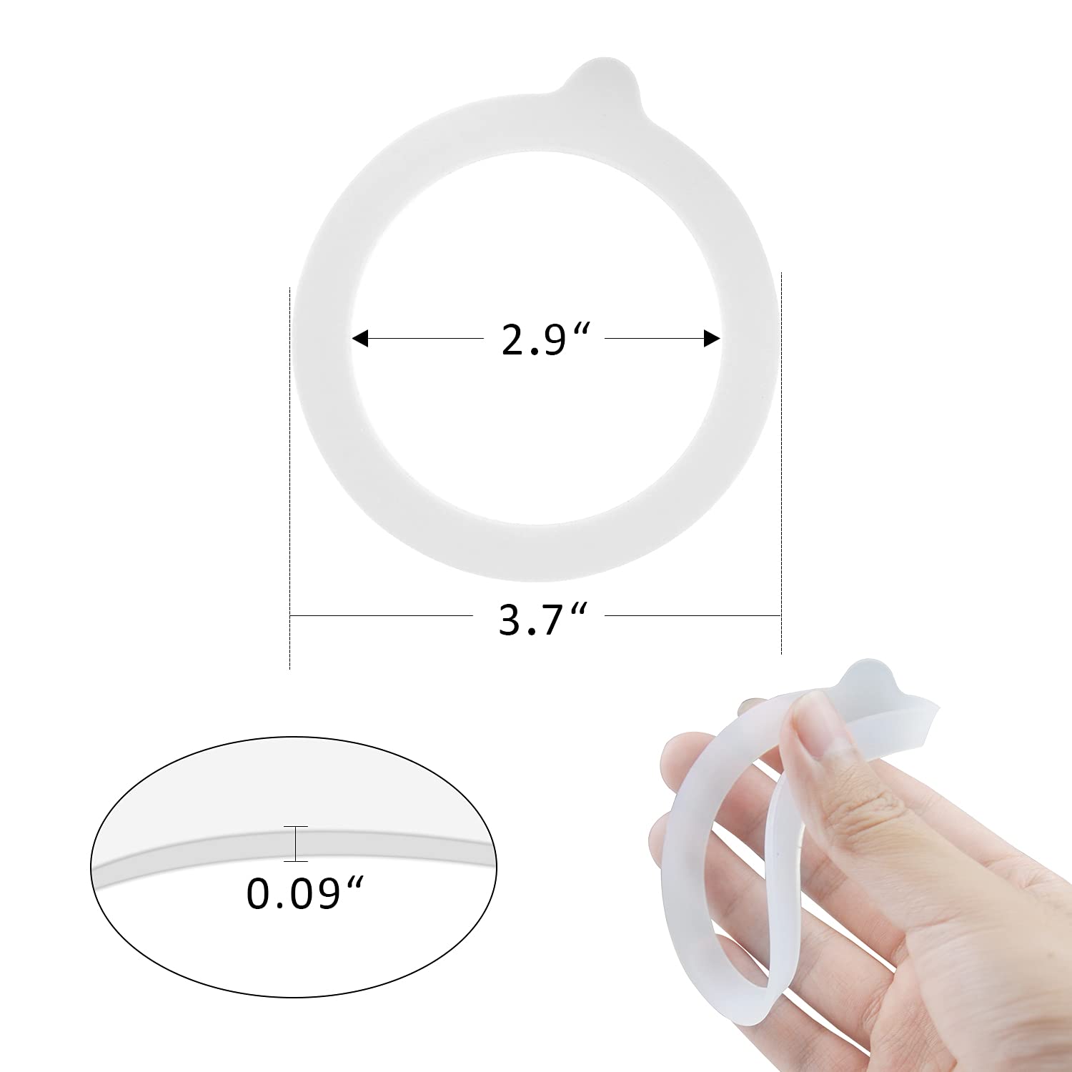 FCENDS Rubber Seal Rings - 12 Pack Airtight Silicone Gaskets for Glass Jars, Leakproof, White