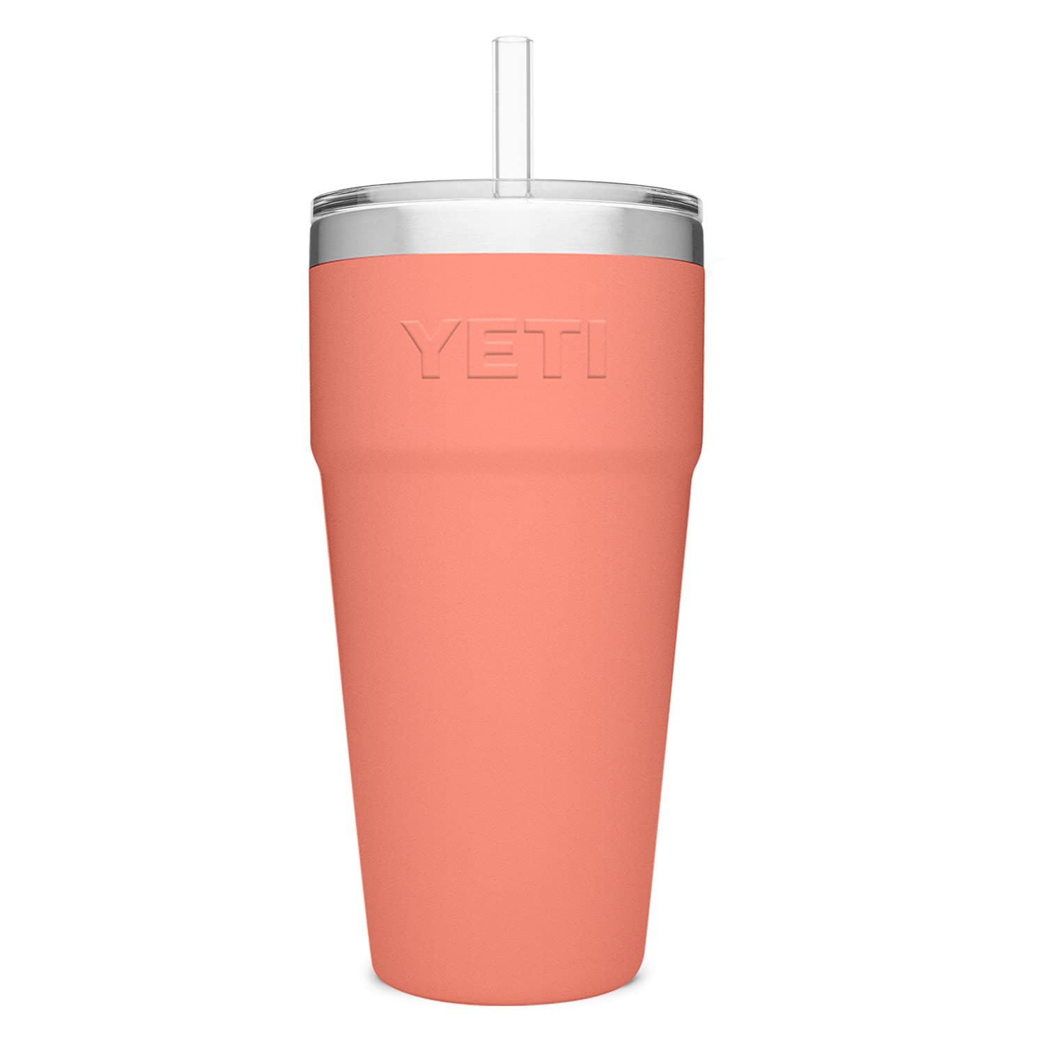 YETI Rambler 26 oz Straw Cup, Vacuum Insulated, Stainless Steel with Straw Lid, Coral