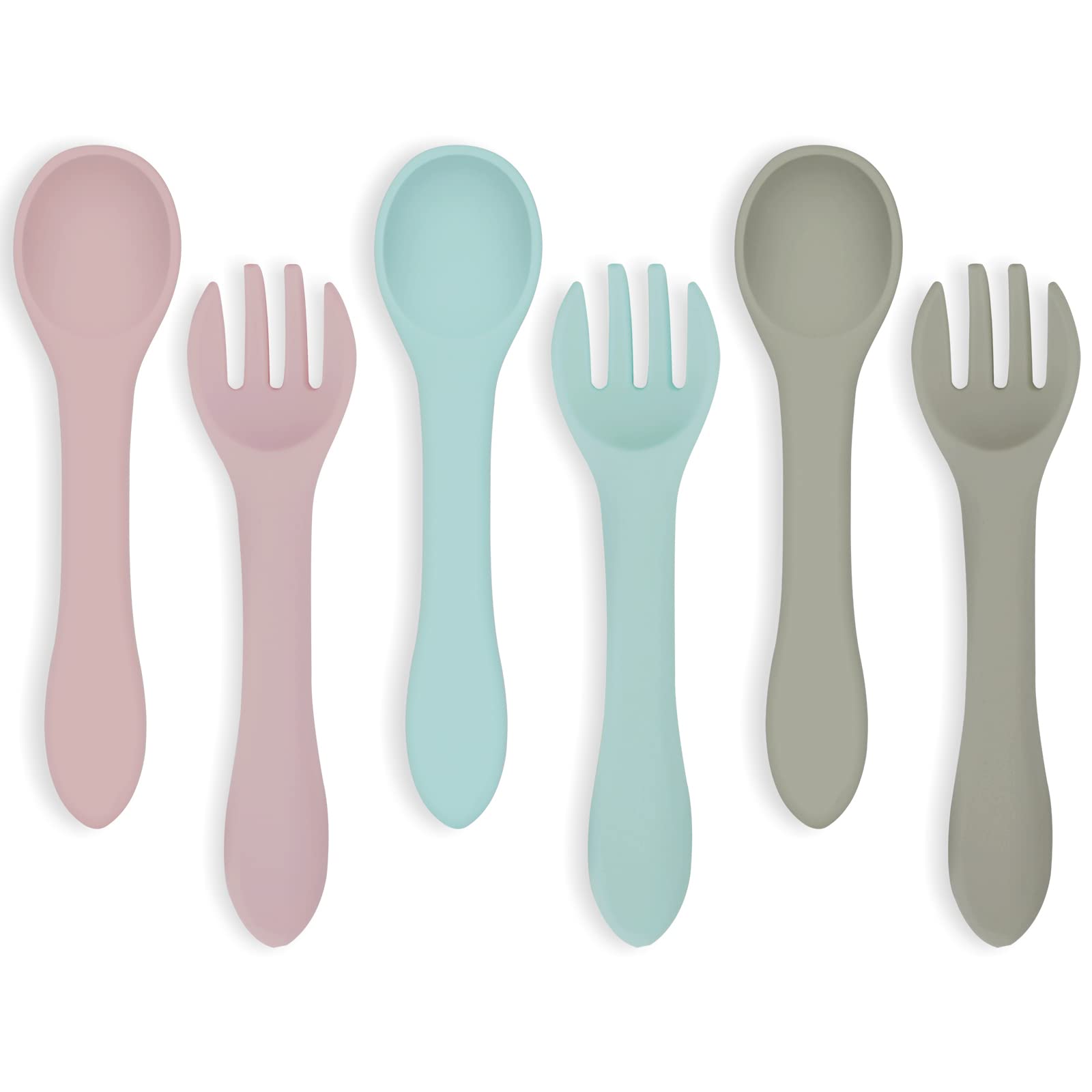 Vicloon Silicone Baby Feeding Spoons, 6 Pack First Stage Feeding Spoons For Infants, Baby Led Weaning, Easy To Grip & Hold Baby