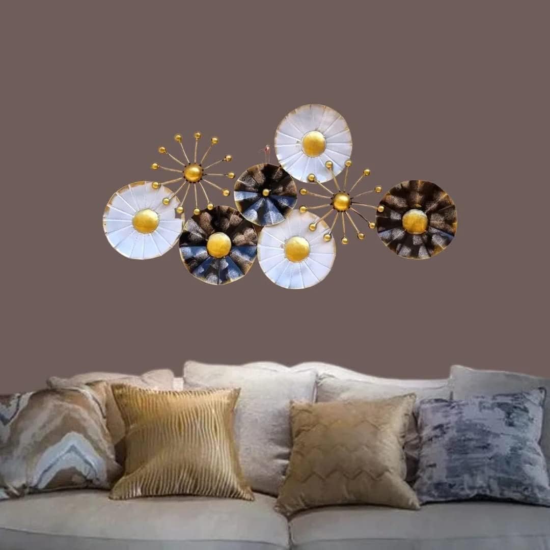 Rsn Metal Metal Beautiful Flower Wall Decor/Wall Sculpture For Living Room Size -35X18 Inches