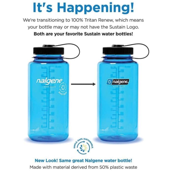 Nalgene Leak Proof Tritan BPA-Free Water Bottle - 32 oz Wide Mouth - Made in the USA for Outdoor Use & Daily Hydration (Odyssey)