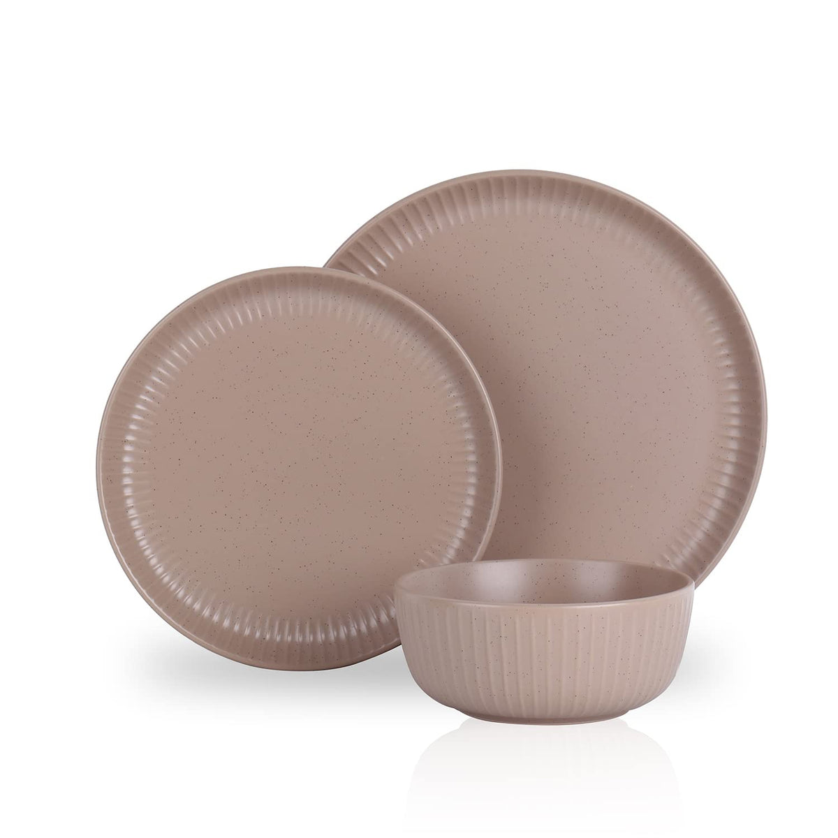 Stone Lain Logan 12 Pieces Stoneware Dinnerware Set, Beige