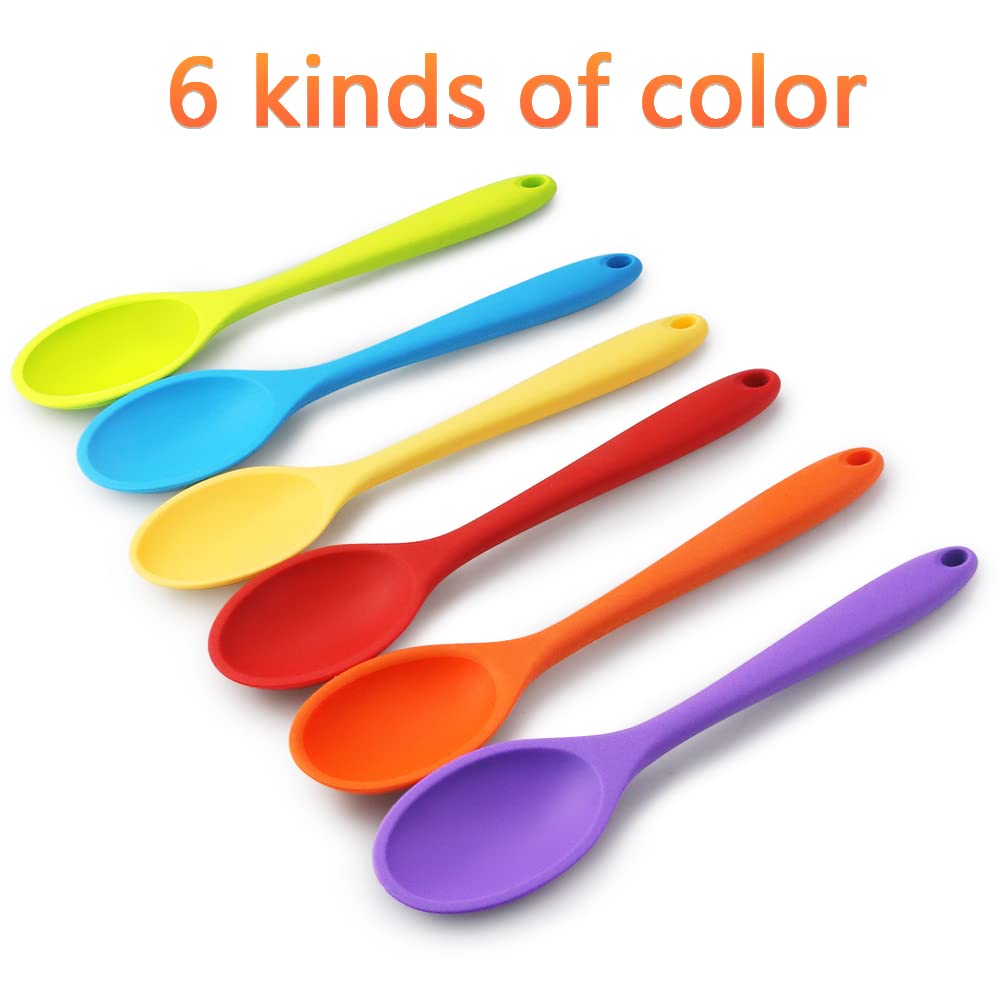 Gothabach 6 Pack 10.8'' Large Silicone Spoons, Heat Resistant Silicone Basting Spoons, Non-Stick Serving Spoon For Mixing, Butte