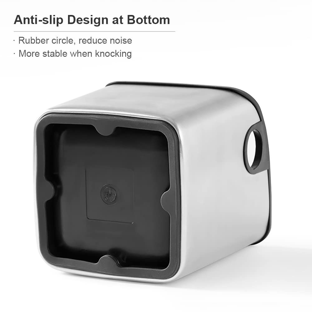 Cafemasy Espresso Grounds Knock Box Mini Durable Stainless Steel Coffee Grind Knock Box With Removable Knock Bar And Non-Slip Ba