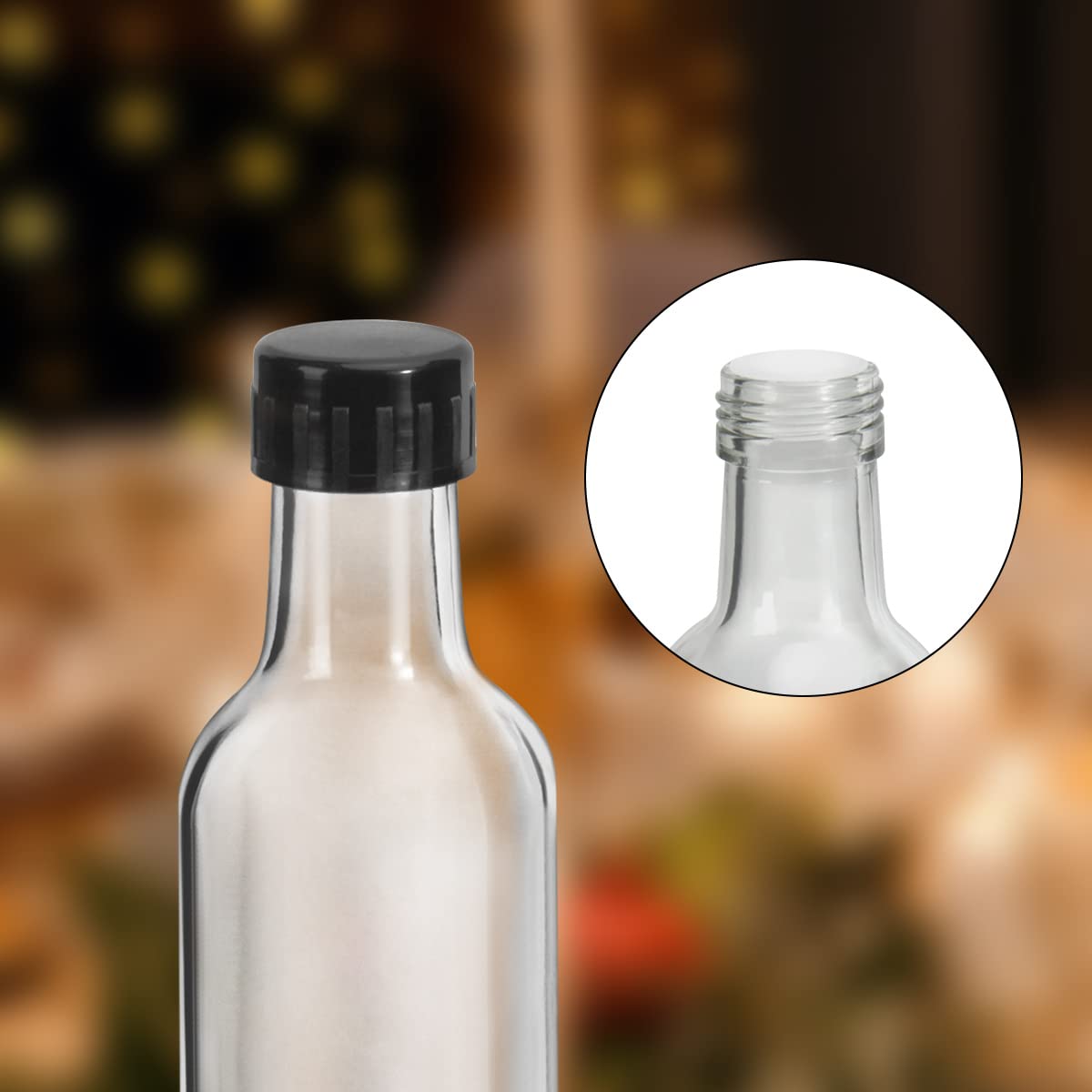 Wertioo 5 Oz Hot Sauce Bottles Squre, 24 Pack Empty Woozy Glass Bottles With Leak Proof Screw Caps & Shrink Bands For Kitchen