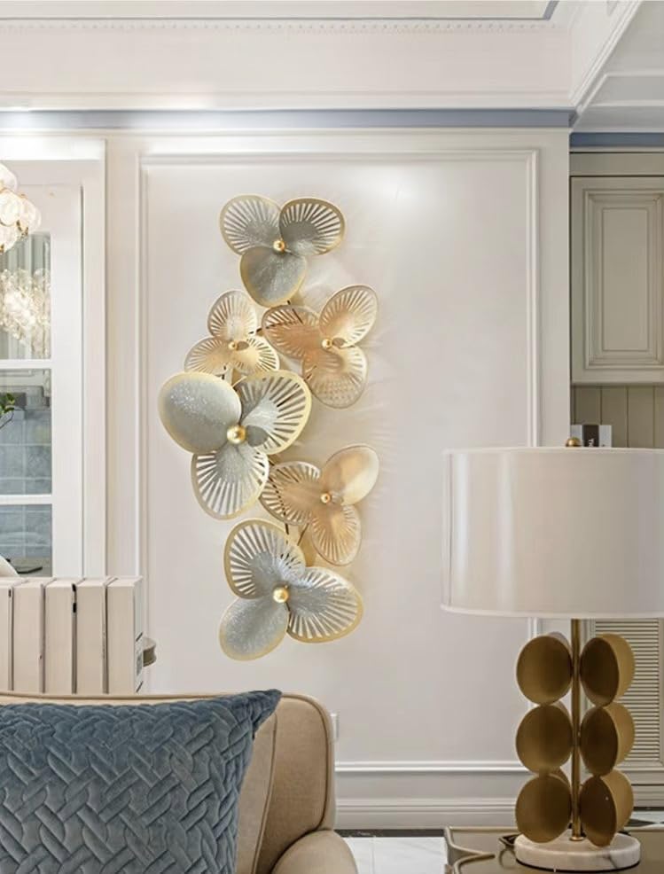 Zove Metal Clover Leaf Wall Decoration | 3D Home Wall Decor | Elegant Design Decorative Wall Hanging Sculpture For Living Room,