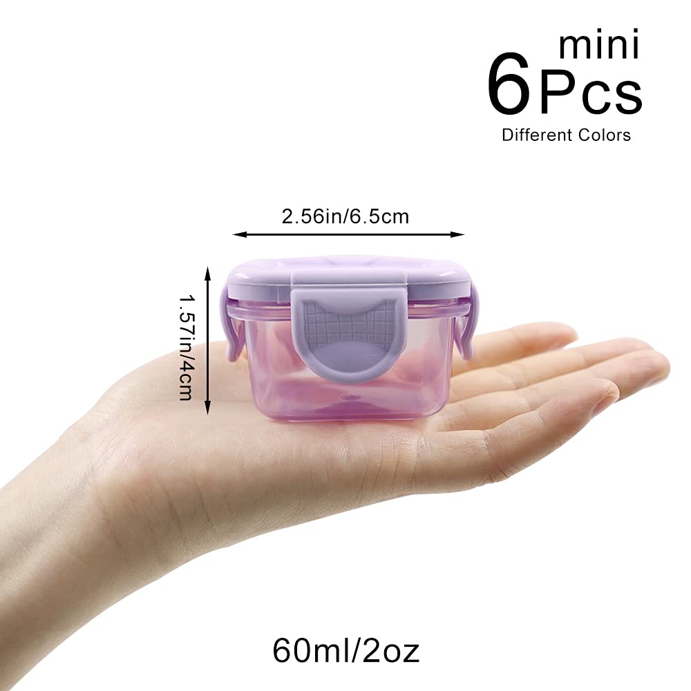 Lele Life 6Pcs Mini Food Storage Containers, Leakproof Lids, Condiment Sauce Containers, Mini Freezer Storage Containers Airtigh