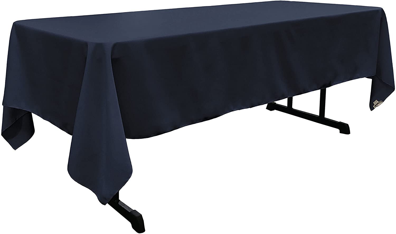 LA Linen Polyester Poplin Rectangular Tablecloth  60 by 120-Inch  Navy Blue