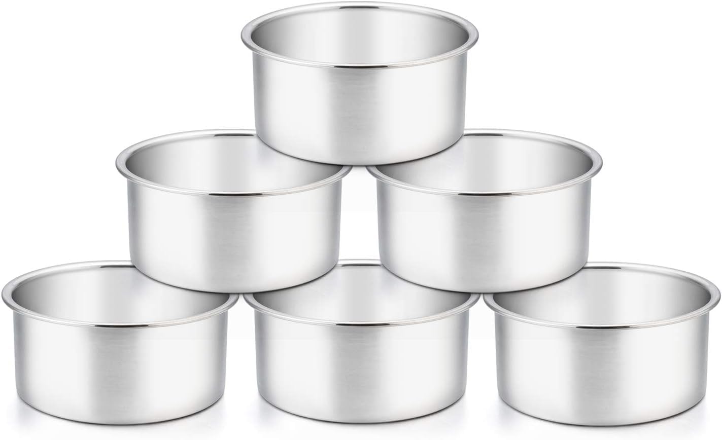 Cooknook Aluminium Baking Round Cake Pan/Mould For Microwave Oven  4 Diameter 2.25 Height (Set Of 6 Pieces)