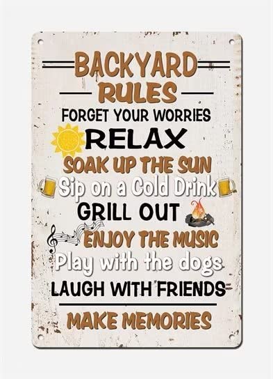 Funny Dog Rules Metal Tin Sign 8x12 inch Wall Decor Farmhouse Rustic Signs with Sayings for Home Decor Gifts for Dog Lovers