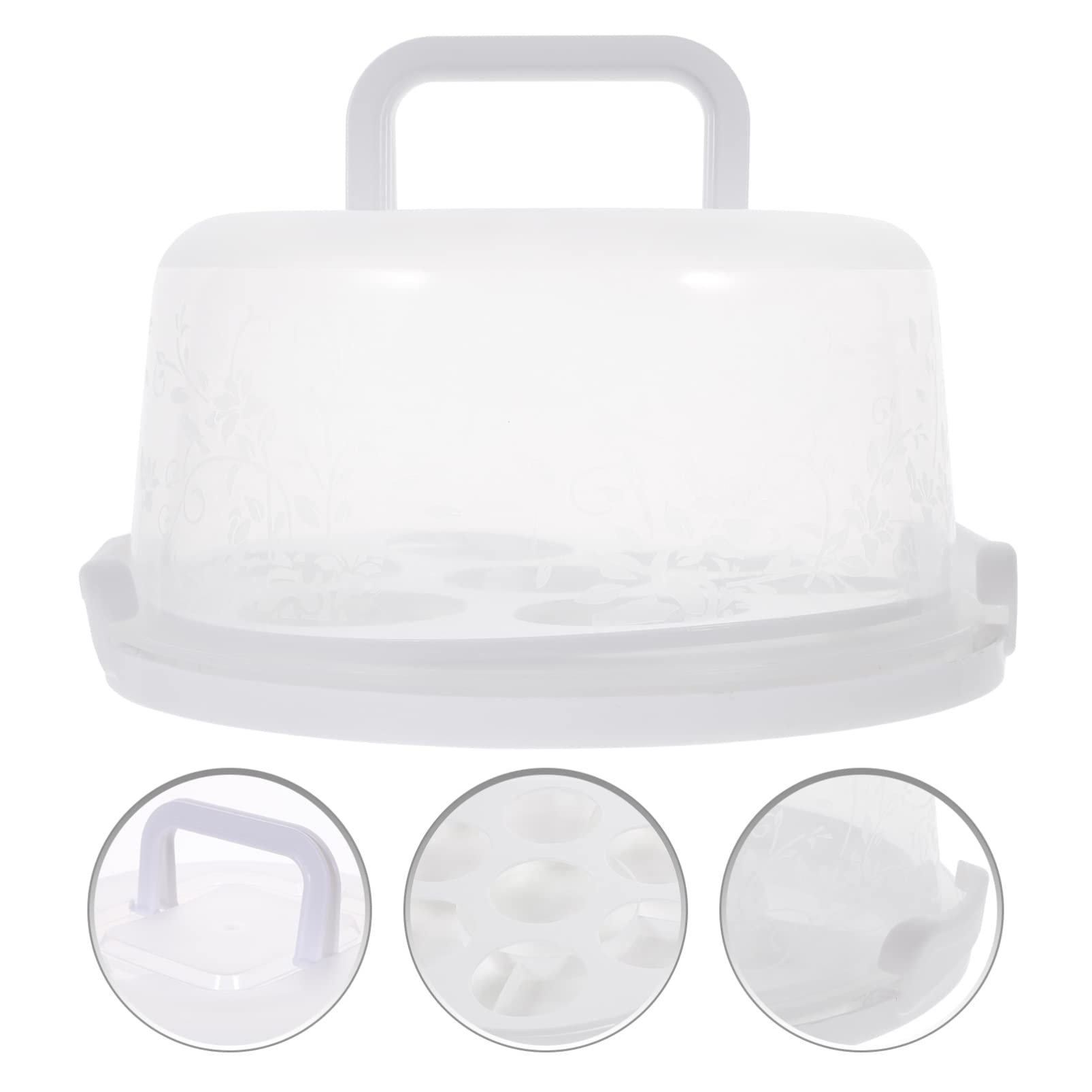 Alipis Cake Cupcake Carrier Portable Cake Holder With Lid And Handle, Cupcake Packaging Storage Display Boxes Round Cake Contain