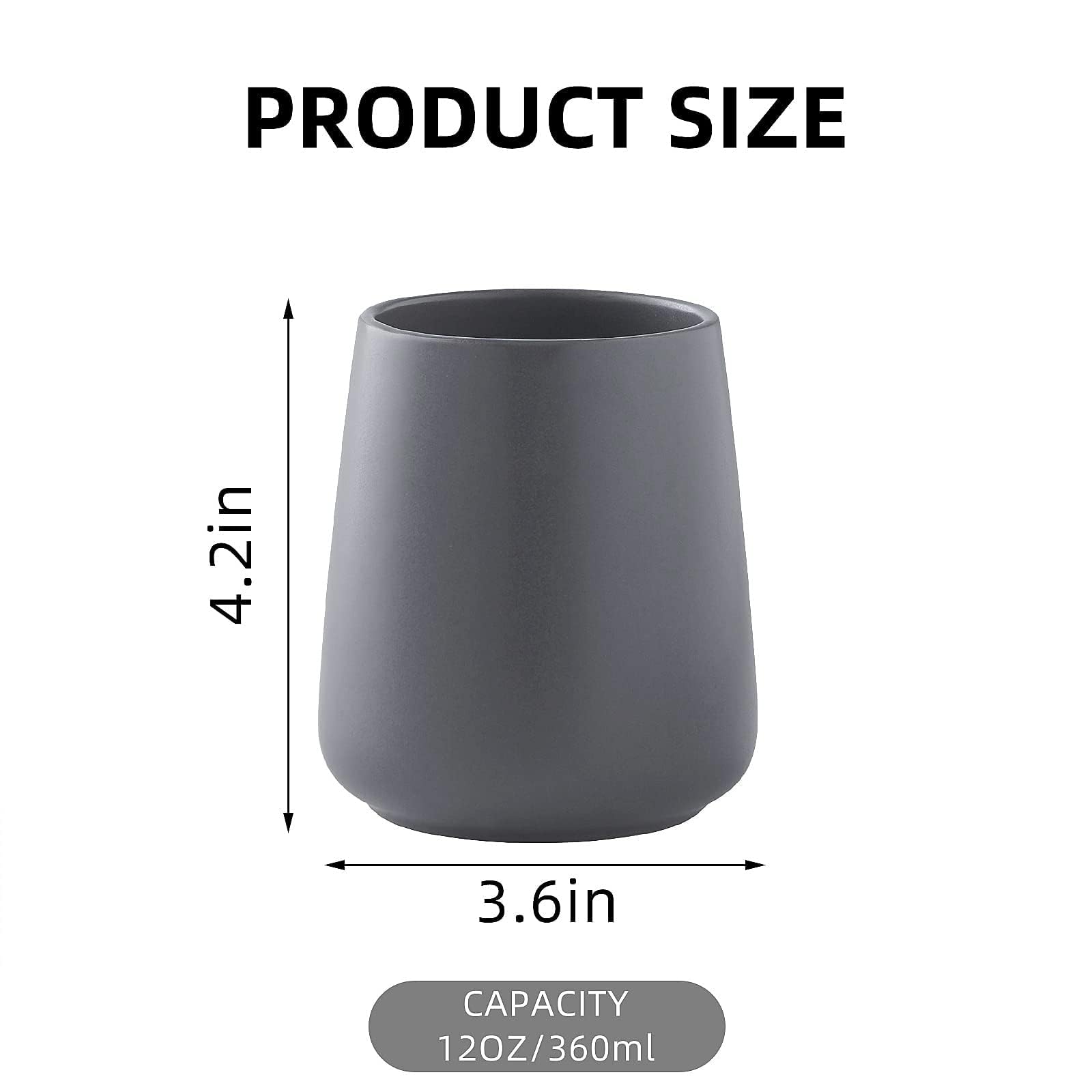 Matte Grey Ceramic Toothbrush Holder - Tooth Brushing Holders, Toothbrush And Toothpaste Holder Organizer For Bathroom Counterto