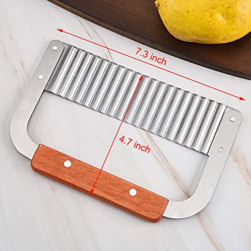 Crinkle Cutter Stainless Steel Potato Slicer Heavy Duty Wavy Crinkle Cutting Chopping Tools With Wooden Handle For Carrot Veggie