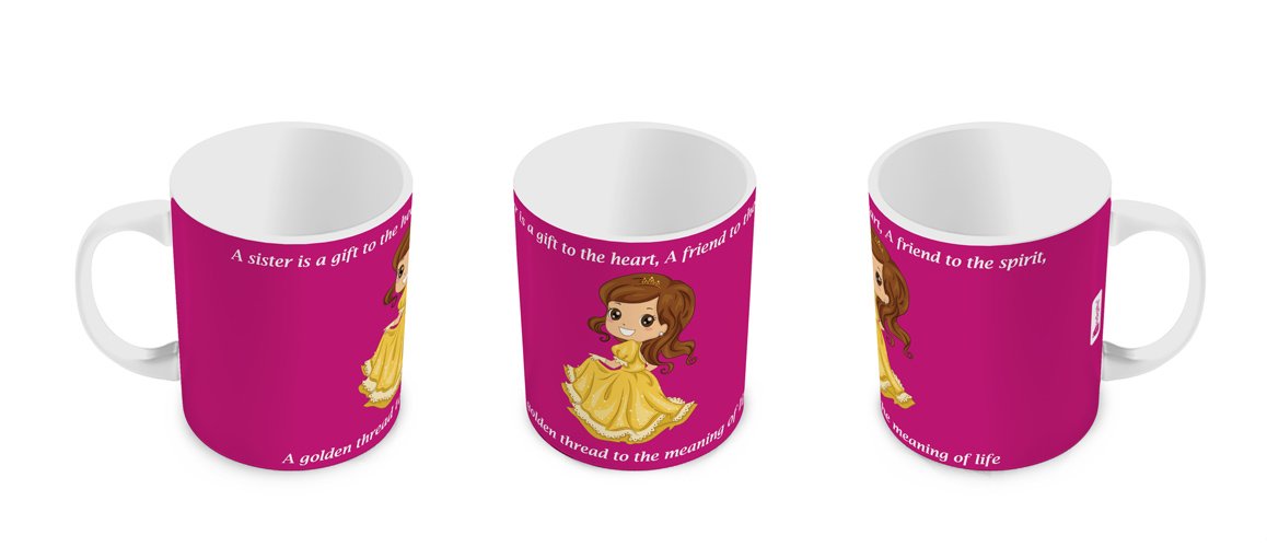 Indigifts Rakhi Gift for Sister My Golden Thread of Life Quote Coffee Mug 330 ml & Cushion Cover 12x12 inch with Filler - Raksha