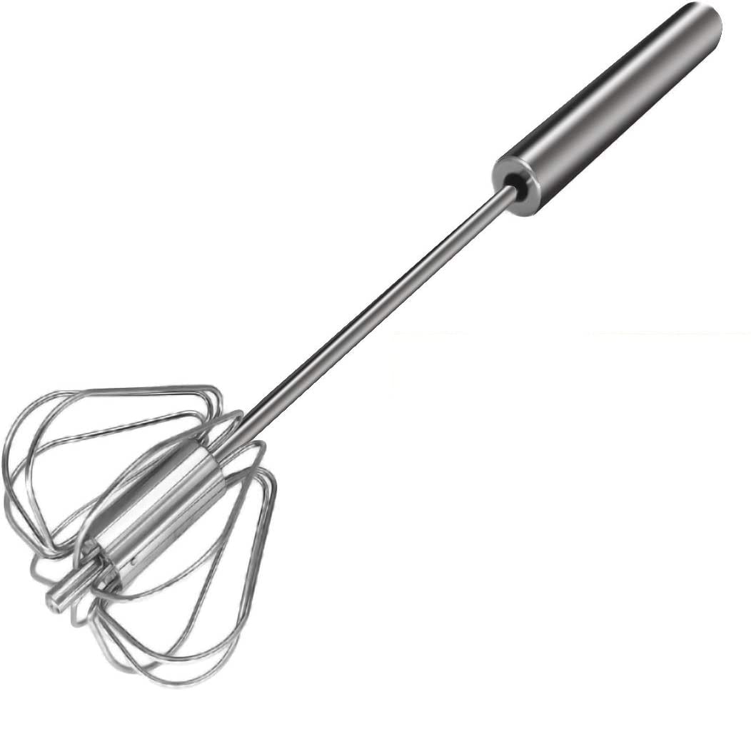 Arqivo Stainless Steel Egg Whisk, Hand Push Whisk Blender, Egg Beater, Milk Frother, Rotating Push Mixer Stirrer For Whisking, B