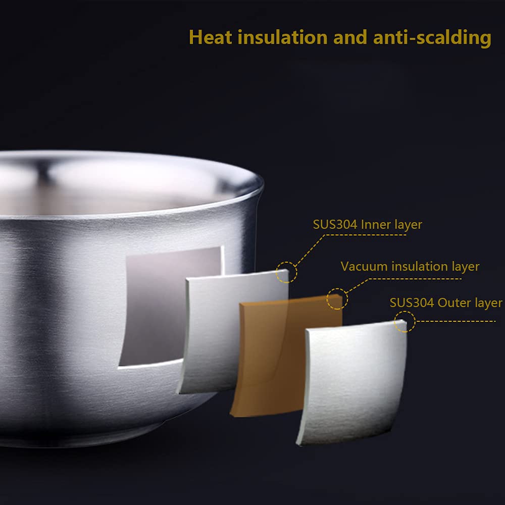 4 Pack 304 Stainless Steel Bowl Sets,10 Oz Capacity Double-Walled Insulated Metal Bowls, Lightweight Unbreakable Dinnerware In K