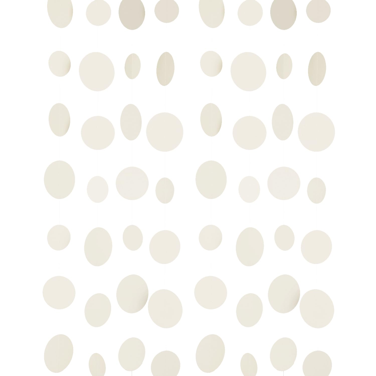 Beige Neutral Party Garland - Multi-Size Circles (3  /2.5  /2  ) for Birthday Wedding Baby Shower, 10ft/Strand with 30 Dots, 2 P