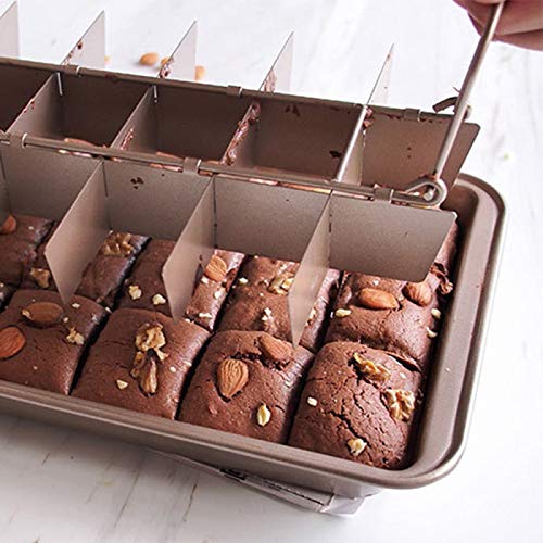 Hovico Non Stick Brownie Pans With Dividers, High Carbon Steel 18-Lattice Brownie Baking Tray For For Oven Baking, Baking Pan Wi
