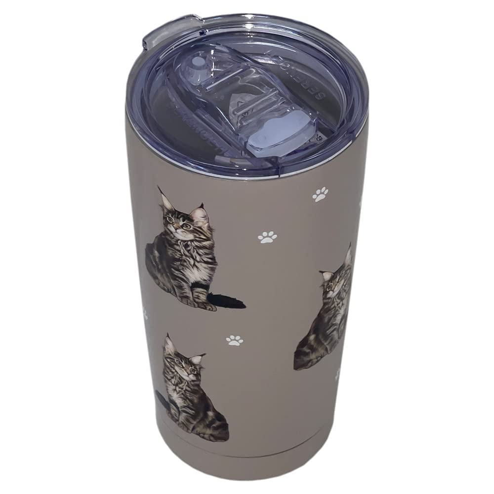 Serengeti Maine Coon Tumbler 16 Oz. Stainless Steel, Vacuum Insulated Tumbler With Spill Proof Lid - 3D Print - Insulated Travel