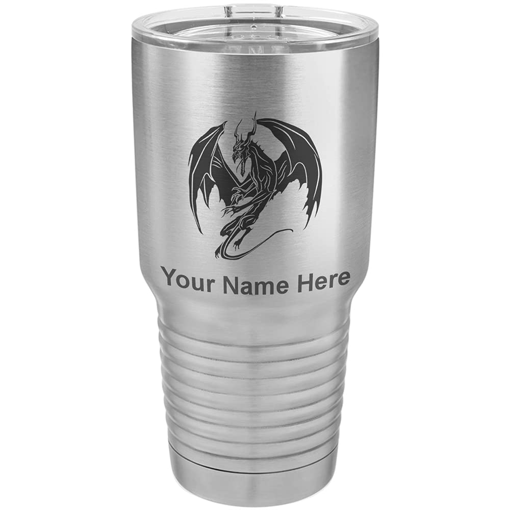 Lasergram 30Oz Vacuum Insulated Tumbler Mug, Dragon, Personalized Engraving Included (Stainless Steel)
