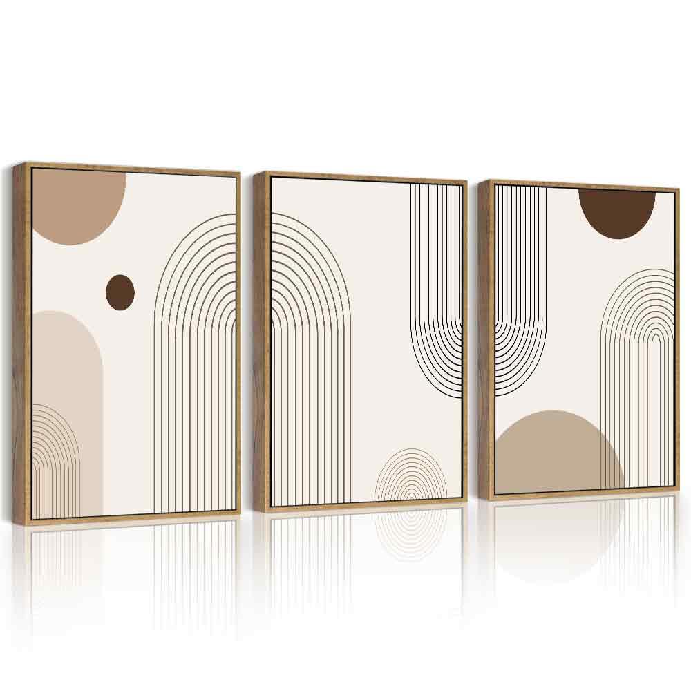 Phopago Boho Wall Art Minimalist Bohemain Framed Wall Art Abstract Mid Century Prints Decor For Kitchen Bathroom - 11X14In Natur