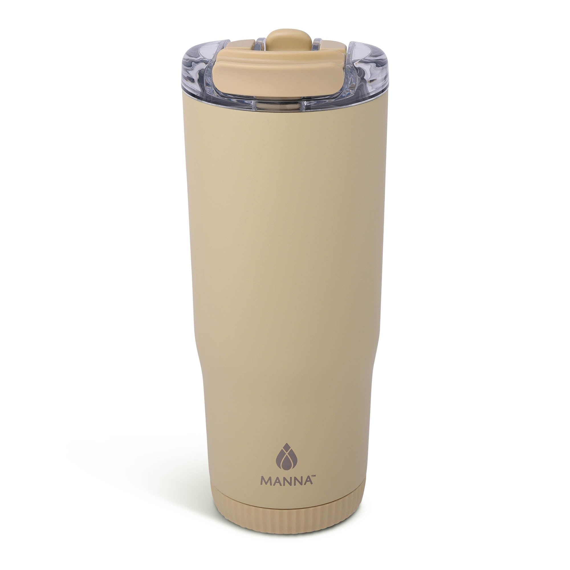 Manna Groove Stainless Steel Insulated Tumbler with Locking Tritan Lid and Flipup Straw  30 Oz  Dandelion Powder Coat