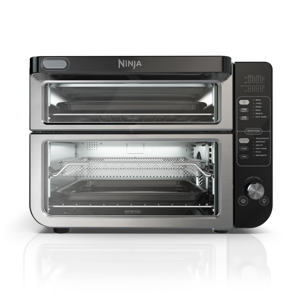 Ninja Dct401 12-In-1 Double Oven With Flexdoor, Flavorseal & Smart Finish, Rapid Top Convection And Air Fry Bottom , Bake, Roast