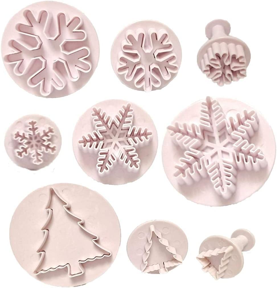 9Pcs Christmas Cookie Cutter Snowflake Cookie Cutters Christmas Cookie Cutter Snowflake Plunger Cutters Fondant Embossing Tool F