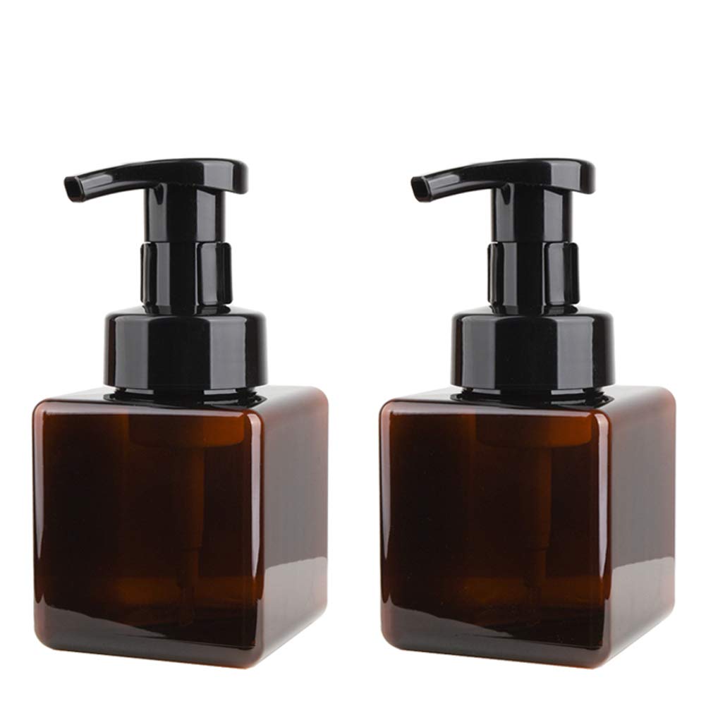 Uujoly Foaming Soap Dispenser, 250Ml (9Oz) Refillable Pump Bottle For Liquid Soap, Shampoo, Body Wash (2 Pcs) (Small Amber)